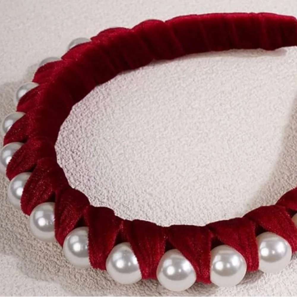 Velvet Pearl Headbands Velvet Hair Hoop with Pearls